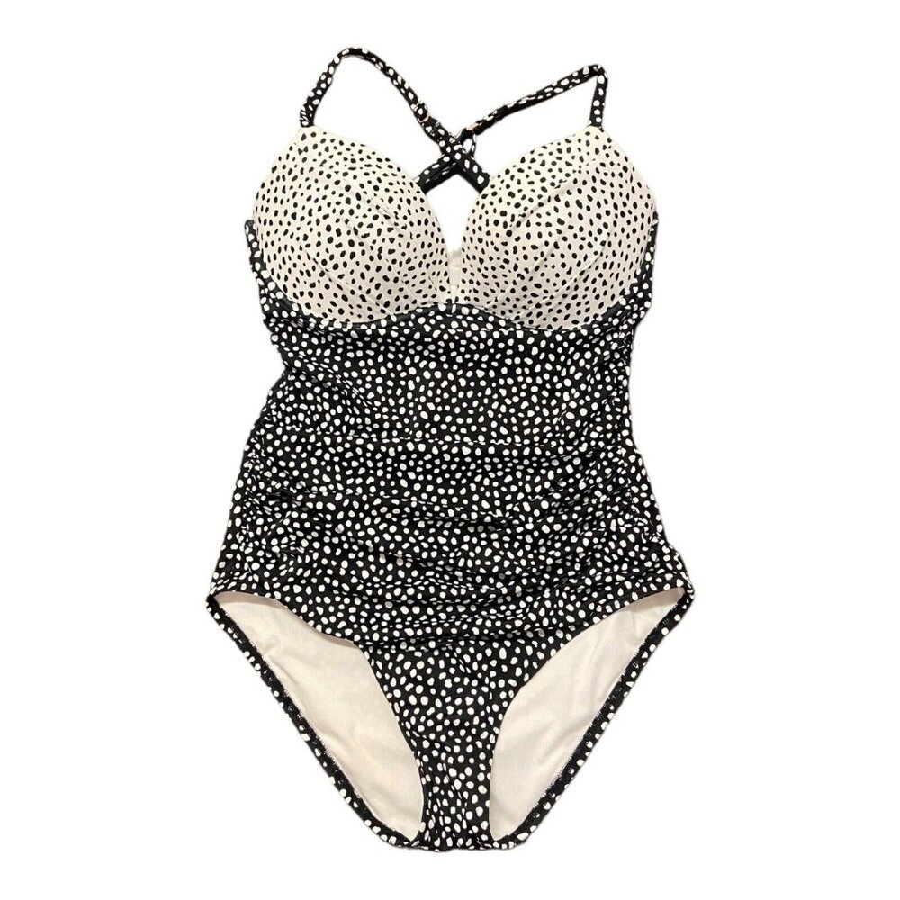 PINK Victoria's Secret Black White 36C The Angel One Piece Push Up Swim Suit
